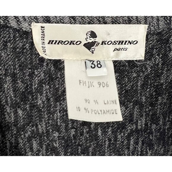 VTG Hiroko Koshino Paris Minimalist Black Gray Wool Asymmetric Open Cardigan M - Picture 2 of 7